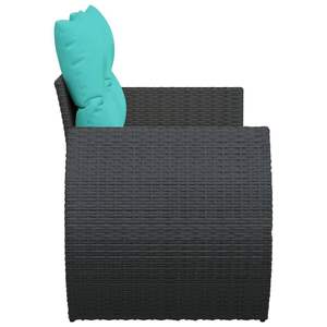 Sofá de Jardín de Ratán PE Negro y Azul, Acero con Recubrimiento en Polvo y Poliéster, Muebles de Exterior Duraderos - Product Image 5
