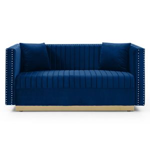 Divano Moderno Contemporaneo a 2 Posti in Velluto Trapuntato con Canali Verticali per Soggiorno e Appartamenti, 2 Pezzi - Product Image 2