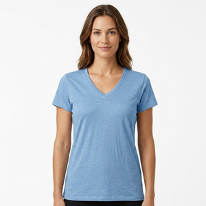 Camiseta Deportiva con Cuello en V para Mujer, Ajuste Ergonómico, Impresión Personalizada, Transpirable, Ropa Deportiva Femenina para Correr y Entrenar - Product Image 2