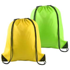 Yellow and Green Polyester <b>Drawstring</b> <b>Backpacks</b> for Sports Portable Gym Bags All Seasons Use - Product Image 1