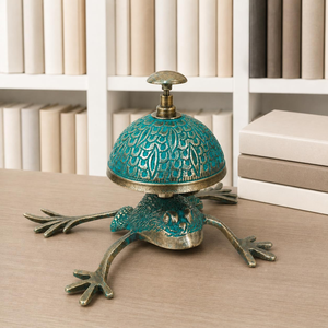 <b>Brass</b> Frog Table <b>Bell</b> Animal Shaped Call Chime Decorative Counter Accent for Restaurant Cafe Hotel Home Office - Product Image 4
