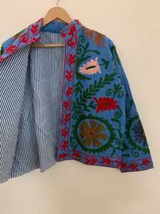 Velvet Suzani <b>Jacket</b> With Pocket Women Wear Winter <b>Jackets</b> Colorful Indian <b>Kantha</b> Work <b>Jacket</b> Traditional Suzani <b>Jacket</b> - Product Image 6