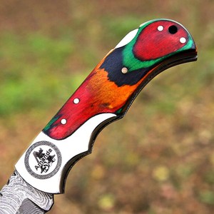 Cuchillo de Bolsillo Plegable Clásico UA Supplies, Hecho a Mano en Damasco, con Bloqueo de Seguridad, para Caza y Uso Industrial, Garantía de 1 Año, 6.5 Pulgadas, Personalizado - Product Image 4