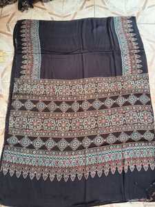 AJRAKH NATURAL HANDBLOCK PRINTED SAREE PURE MODAL SILK <b>FABRIC</b> PREMIUM EXPORT QUALITY MATERIALS AVAILABLE IN STOCK WHOLESALE - Product Image 1