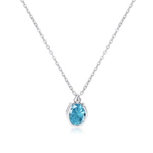925 argent mer bleu tout match pendentif pierre de naissance femmes collier ras du cou bijoux pour maman grand-mère - Product Image 1