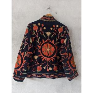 <b>Women</b> Hand Embroidered Floral <b>Velvet</b> Suzani <b>Jacket</b> Stand Collar Boho Full Sleeve Autumn Wear <b>Women's</b> Outerwear - Product Image 2