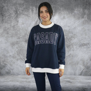 เสื้อสเวตเชิ้ตคอเต่าผู้หญิงทรงโอเวอร์ไซส์ ผ้าฝ้ายฟลีซ พิมพ์ลาย สำหรับฤดูหนาวและฤดูใบไม้ร่วง ผลิตโดยโรงงาน OEM ของ Casady Custom - Product Image 3
