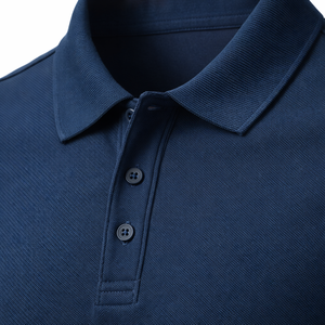 Men's Navy <b>Blue</b> Short Sleeve Cotton Pique <b>Polo</b> <b>Shirt</b> Casual Button Down Solid Color Knitted Breathable Regular Fit - Product Image 5