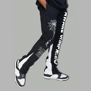 Pantalones de chándal personalizados de estilo urbano para hombre, de felpa francesa lavada, de corte holgado, con pierna ancha, recta y acampanada, tipo jogger y con acabado liso - Product Image 4