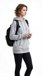 <b>Women's</b> Regular Fit Solid Breathable Casual Long Sleeve Hooded Front Logo Modal Zip-Through Hoodie - Product Image 3