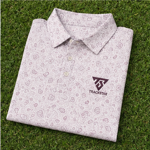 Trackstar Men's <b>Pink</b> Paisley Print <b>Polo</b> <b>Shirt</b> Short Sleeve Button Collar Casual Golf <b>Shirt</b> Custom Logo - Product Image 6