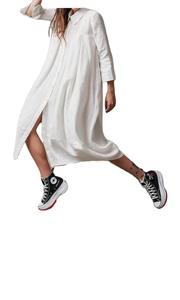 Vestido largo informal de lino y algodón para mujer Breezy con mangas largas para Primavera Verano lavable playa amigable para baile de graduación - Product Image 2