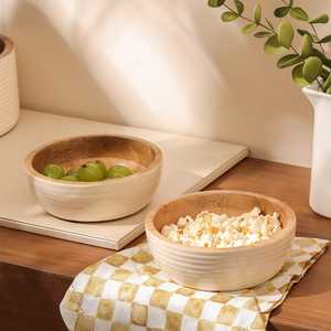 Premium Modern Rustic Acacia Wood Bowl Stylish Round Serving Dish for Dining, Salad & Snack Presentation - Product Image 1