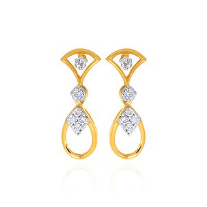 Boucles d'oreilles pendantes en or jaune de qualité supérieure avec diamants en forme de goutte pour femmes, bijoux fins géométriques modernes pour mariée, fabricant de bijoux de mariage - Product Image 1