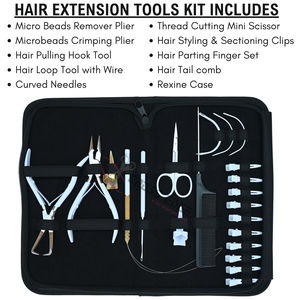 Juego de herramientas avanzadas para extensiones de cabello: Pinza para extensiones de cinta con removedor de microanillos, mini tijeras de 7 pulgadas, pinzas de separación para el dedo, clips de estilismo para salón. - Product Image 2
