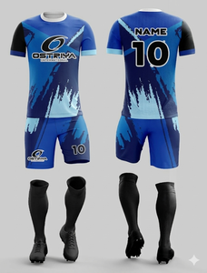 Custom Football Jersey Soccer Uniform Kit Heat-Transfer Printed Logo Short Front 100% Polyester Quick Dry Custom Team <b>Name</b> - Product Image 3