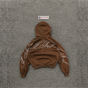 Sweat à capuche zippé marron oversize, épais, style streetwear, coupe décontractée, manches vintage, broderie de designer - Product Image 6