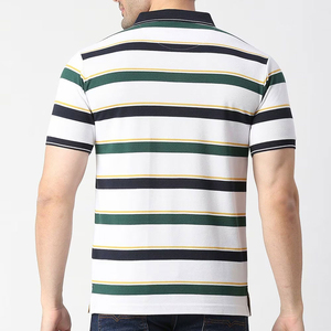 Polo de Manga Corta a Rayas para Hombre, Estilo Casual, Corte Regular, Blanco, Azul Marino, Verde, Amarillo, Diseño con Bolsillo - Product Image 5