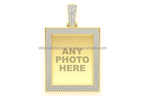 Pendentif cadre photo rectangulaire en argent 925 et moissanite, collier carré hip-hop glacé, bijoux de mode personnalisés, breloques pour commande en gros - Product Image 6