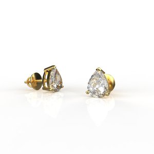 Classic Pear Cut Diamond Stud <b>Earrings</b> 22K Gold Plated Claw Setting Women's <b>Fine</b> Jewelry Everyday Wear - Product Image 2
