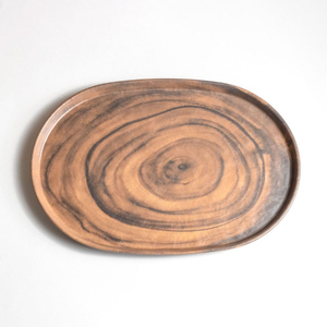 Oval Wooden Serving <b>Plate</b> Handmade Polished Wabi Sabi Design Solid Color Dishes & <b>Plates</b> Round <b>Plate</b> Stylish <b>plate</b> - Product Image 1