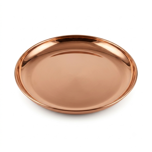 Plateau de prière en cuivre fait main, plateau traditionnel pour la Pooja, plateau Aarti, plateau de prière en cuivre, cadeau pour le festival Diwali, décoration en gros - Product Image 1