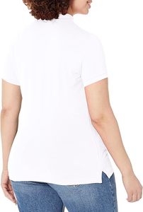 เสื้อโปโลแขนสั้นสีขาวสำหรับผู้หญิง สีพื้น ผ้าฝ้ายอ็อกซ์ฟอร์ด ระบายอากาศได้ดี เสื้อลำลอง - Product Image 3