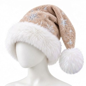 Gorro de Santa Claus a Cuadros con Brillo Morado, Borde de Piel Sintética Blanca y Pompón, para Usar en la Playa, Unisex para Adultos - Product Image 5