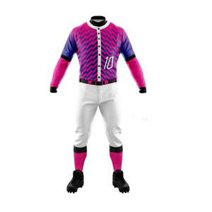 Ensemble de maillots de baseball pour hommes, rayé rose et violet, manches longues, évacuation de l'humidité, coupe régulière, vêtements de sport toutes saisons - Product Image 1