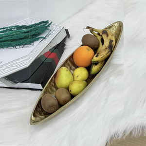 Plateau décoratif en aluminium plaqué or pour fruits, vaisselle de table, plateau de service pour restaurants et hôtels, plateau décoratif pour dîner - Product Image 1