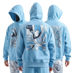 แฟชั่นฤดูหนาวสำหรับผู้ชาย เสื้อฮู้ดดี้โอเวอร์ไซส์ผ้าฝ้าย 100% พร้อมลายเส้นศิลป์สุดโดดเด่น - Product Image 1