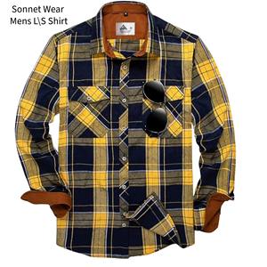 Chemises à carreaux pour hommes, coupe classique, manches longues, décontractées, boutonnées - Product Image 3