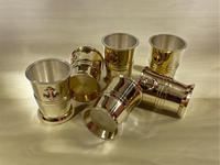 Verres à shot en laiton avec poignée, style classique, mini-gobelets pour whisky, vodka, liqueur, pour fêtes et bars, avec logo personnalisé