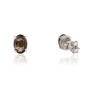 5x7 mm Oval Cut Natural Smoky Topaz Gemstone 925 <b>Sterling</b> <b>Silver</b> <b>Stud</b> Earrings Fine Jewelry For Women's - Product Image 5