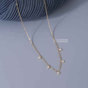 จี้เพชรทรงกลมเจียระไนแบบบริลเลียนท์ ทองคำขาว 14K ดีไซน์หรูหราสำหรับผู้หญิง เพชรสังเคราะห์สี EF น้ำหนัก 0.35 กรัม - Product Image 4