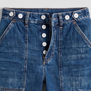 Jean en denim délavé taille haute coupe skinny pour femme, couleur unie, longueur cheville, déchiré, style streetwear, en coton, pour le printemps - Product Image 6