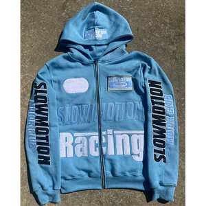 เสื้อฮู้ดปักลายเชนิลล์แบบกำหนดเอง ผ้าฝ้าย 100% สำหรับผู้ชายและผู้หญิง ซิปหน้า ระบายอากาศ กันลม ผ้าถัก - Product Image 1