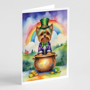 Yorkshire Terrier lunatique A7 taille 5x7 St Patrick's Day cartes de voeux Pack 8 cartes vierges avec enveloppes - Product Image 1