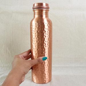 Pure Copper Hammered Water <b>Bottle</b> 950ml Leakproof Lid Dishwasher Microwave Safe Boosts Immunity Glowing Skin - Product Image 2