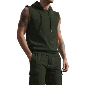 Conjunto de Sudadera sin Mangas y Pantalones Cortos Personalizados para Hombre, Lavado Ácido, Traje Deportivo de Dos Piezas, Ropa Deportiva de Verano, Fabricante OEM ODM, Ropa Urbana - Product Image 1
