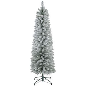 5ft Realistic Artificial Pencil Christmas <b>Tree</b> with 263 Snow Flocked Tips and Metal Base Christmas <b>Trees</b> - Product Image 2