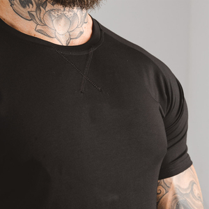 Camiseta de Manga Corta para Hombre, Corte Ajustado, Cuello Redondo, Color Sólido, Estilo Casual, Tejido Jersey, Largo Regular, 100% Algodón - Product Image 4