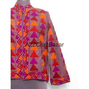 Chaqueta Acolchada Bordada Estilo Indio A2ZCraftBazar para Mujer, Otoño/Invierno/Primavera/Verano, Ecológica, de Secado Rápido y Transpirable - Product Image 3