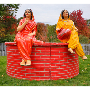 Estatua de Dama Punjabi Sentada con Fibra de Vidrio, Tradicional, de FRP, Estatuas de Dama Khoo Punjabi, Estatuas Culturales Punjabi de Fibra de Vidrio, EE. UU. - Product Image 1