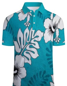 Men's Teal Floral Print for Shirt Short Sleeve Casual Breathable Jersey Knitted Digital Printed Cotton Design - Product Image 1