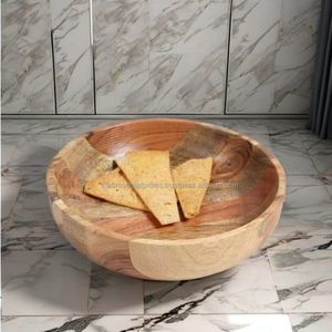 Luxury Modern Eco-Friendly Round Acacia Wood Polished Bowl Set Mixing Salad Bowls for Soup <b>Mini</b> Size Best Price Food Buyers Dogs - Product Image 4