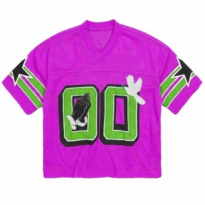 เสื้อฟุตบอลตาข่ายทรงปกติผู้ชาย คอวี แขนสั้น สีแดง ดำ ขาว ระบายอากาศได้ดี เป็นมิตรกับสิ่งแวดล้อม แห้งเร็ว สไตล์ไฮสตรีท - Product Image 3