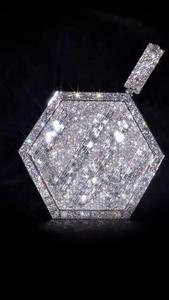 Pendentif Hip Hop en Moissanite de laboratoire, dos massif, Or 10K, Argent 925, Plaqué Rhodium, Massif, Lettre personnalisée, Unisexe - Product Image 6