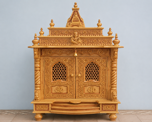 Indian Carved Teak Wood Temple <b>Mandir</b> Classic Design Hand Carved Pooja Temple Brown Traditional Teak Wood Temple Home Australia - Product Image 6