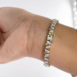 RAMDUT IMPEX RD-MTB42 Trendy Silver Plated Moissanite Tennis Bracelet Marquise Cut Leaf Vine Link Sparkling Wedding <b>Gift</b> Unisex - Product Image 4
